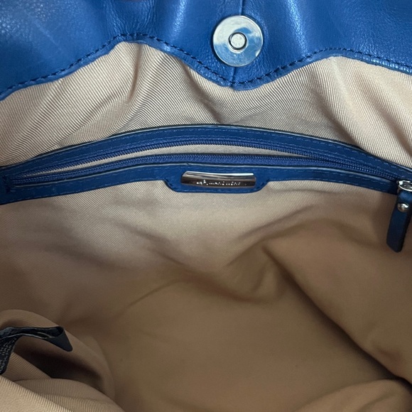 B. Makowsky indigo blue, Genuine Leather Tote with Silver Chain Detailing - Picture 11 of 14